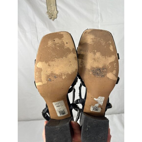 ASOS DESIGN Womens Harlow studded blocked heeled sandals in black US SIZE 7 - Picture 6 of 12